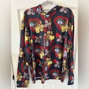 Skull and Roses Hoodie with Gold Accents M